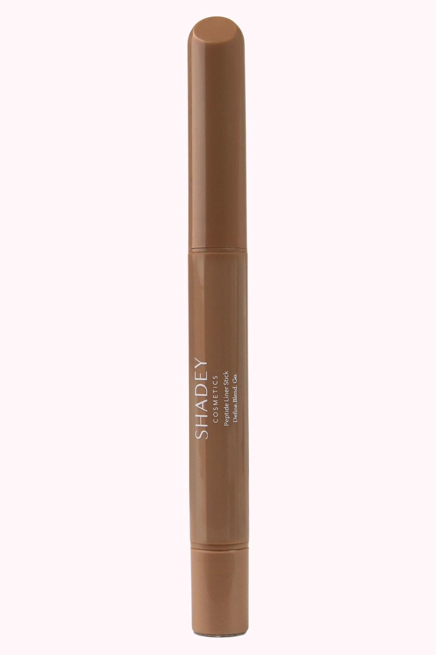 Brown makeup pencil with 'SHADEY' branding on a white background