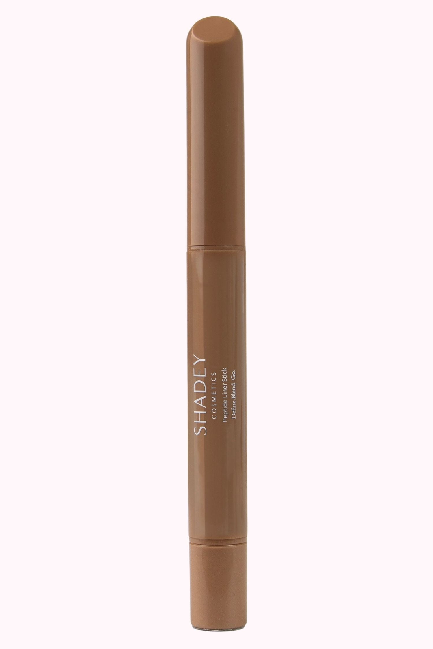 Brown makeup pencil with 'SHADEY' branding on a white background